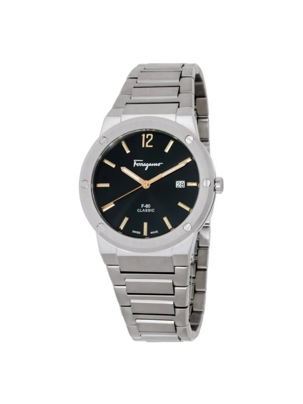NWT Ferragamo F-80 Classic Quartz Black Dial Men's Watch